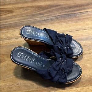 Italian Shoemakers Blue Wedge Sandals
